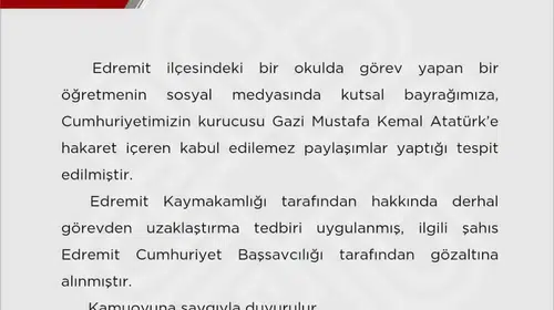 Edremit'te skandal paylaşımlar: Öğretmen hakkında adli ve idari işlem başlatıldı