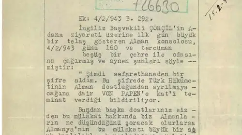 İkinci Dünya Savaşı'nın kritik zirvesi: MİT'ten tarihi Adana görüşmesi belgesi