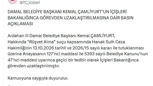 Ardahan'da rüşvet operasyonu: Belediye Başkanı Çamliyurt görevden alındı