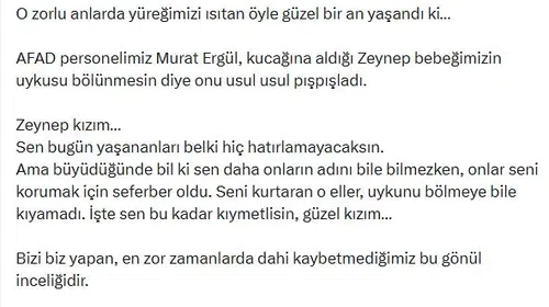 Zeynep bebeğin kurtarılma anı yürekleri ısıttı: Bakan Çiftçi'den duygusal paylaşım