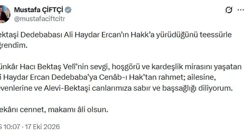 İçişleri Bakanı Çiftçi'den Bektaşi camiasına taziye mesajı