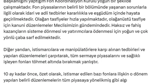 Cevdet Yılmaz'dan sermaye piyasası mesajı: Sorunlu fonlar için yasal süreç devrede