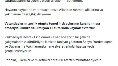 İstanbul'daki sel felaketi için bakanlıktan dev bütçe desteği