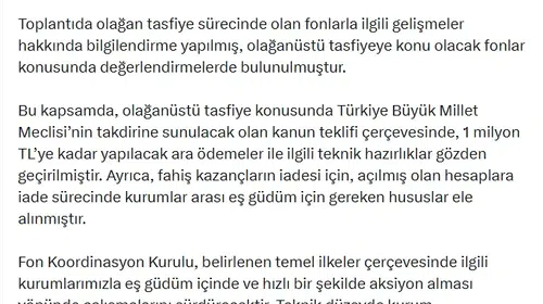 Cevdet Yılmaz'dan kritik fon zirvesi: Tasfiye süreçleri ve ara ödemeler masada