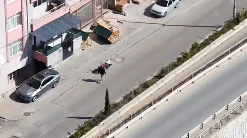 Dronlu denetimden kaçış pahalıya patladı: Çalıntı motosikletle yakalandı