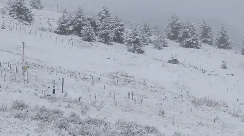 Bolu'nun zirvesinde sezonun ilk sinyalleri: Kartalkaya'ya mevsimin ilk karı düştü