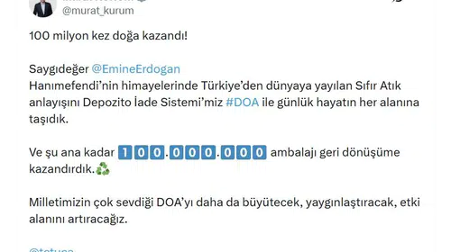 DOA sistemi 100 milyon ambalaj eşiğini aştı