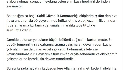 Bakan Çiftçi'den Girne açıklarındaki gemi faciasına ilişkin kritik mesaj