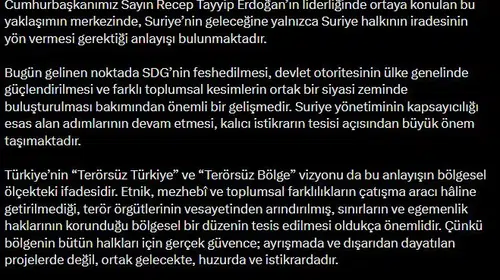Ankara'dan Şam'a kapsayıcılık vurgusu: Suriye'nin geleceği Suriye halkının iradesiyle şekillenecek