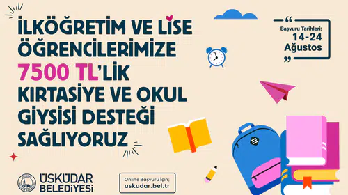 Üsküdar’da öğrencilere 7 bin 500 liralık eğitim desteği