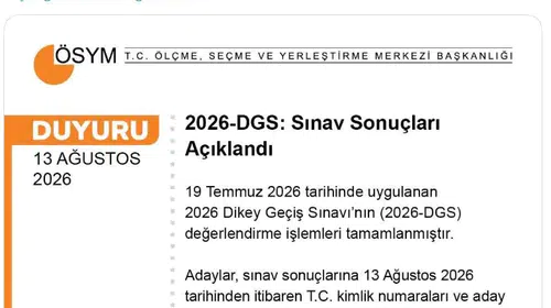 2026-DGS sonuçları erişime açıldı