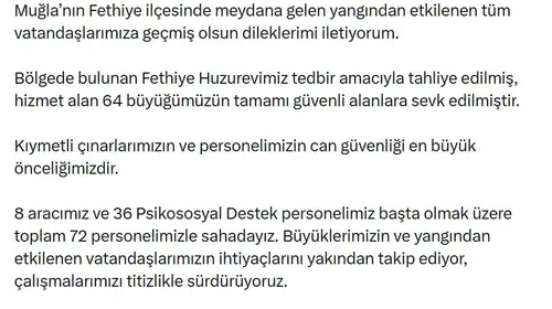Fethiye'de alevler huzurevine sıçramadan tahliye: 64 yaşlı güvenli bölgelere taşındı