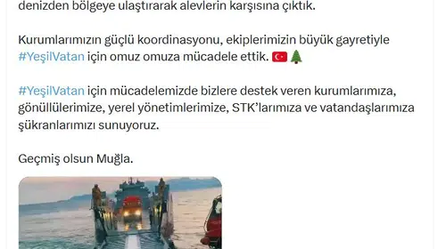 Aksaz’daki sarp arazi yangını kontrol altında: Arazözler denizden taşındı
