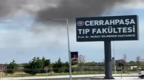 Cerrahpaşa'da hastane bahçesinde yangın: Ekiplerin müdahalesi sürüyor