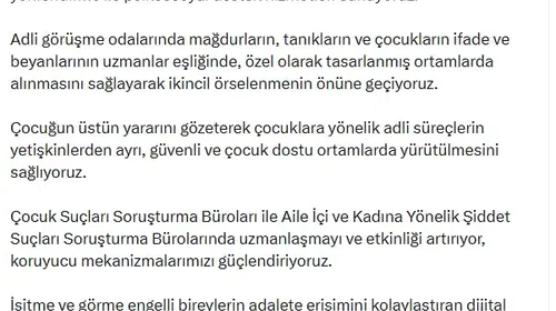 Gürlek: Adalete erişimde mağdur odaklı hizmetler artırılıyor