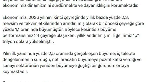 Cevdet Yılmaz'dan büyüme verilerine ilişkin kritik değerlendirme: Türkiye rotasından şaşmıyor