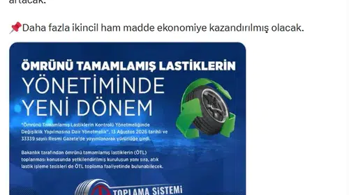 Atık lastik toplama yetkisi işleme tesislerine genişletildi