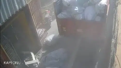 İşçinin bindiği yük asansörü 4. kattan çakıldı: O anlar güvenlik kamerasında