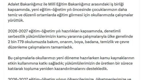 Okullarda yeni dönem hazırlığı: Denetimli serbestlikten dev destek