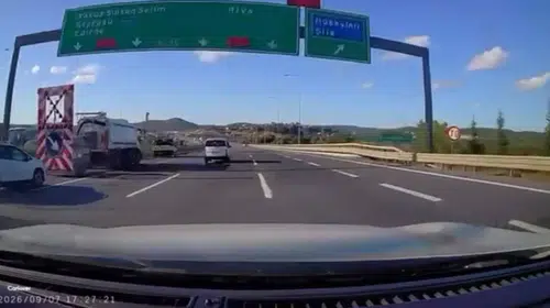 Kuzey Marmara Otoyolu'nda dehşet anları: Yol çalışması uyarısına rağmen çarptı
