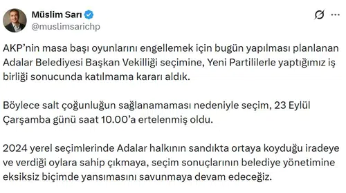 Adalar Belediyesi'nde kritik hamle: CHP'den seçim boykotu kararı