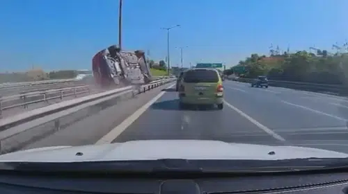 TEM Otoyolu'nda dehşet anları: Kontrolden çıkan araç takla attı