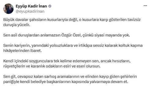 AK Partili Eyyüp Kadir İnan'dan Özgür Özel'e sert çıkış: Siyasi mayanda asalet yok