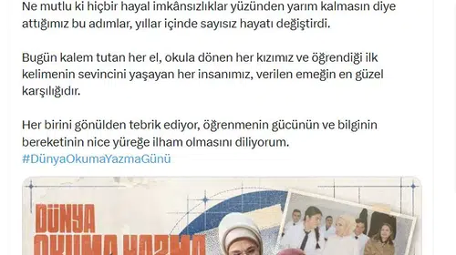 Emine Erdoğan'dan eğitim seferberliği vurgusu: Öğrenmenin yaşı yok