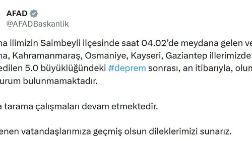 Adana'da gece yarısı korkutan sarsıntı: Saimbeyli merkezli deprem çevre illerden de hissedildi