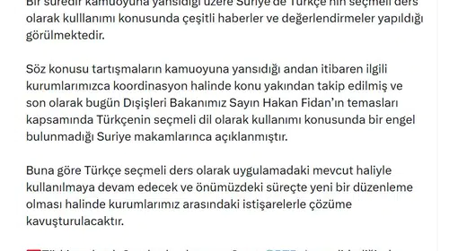Suriye'de Türkçe eğitimi için yeşil ışık: Ankara'dan resmi açıklama geldi