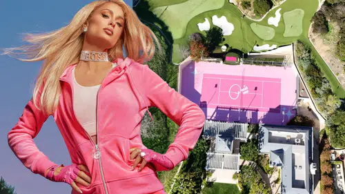 Paris Hilton yeni malikanesine pembe renk damgasını vurdu: Tenis kortu bile pembe