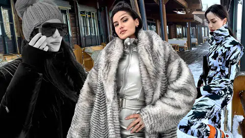 Fahriye Evcen'den kar pozları: Gri şıklığıyla kış tatilinde