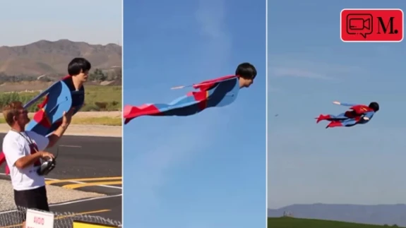 Superman görünümlü dron havadayken görenleri şaşırttı