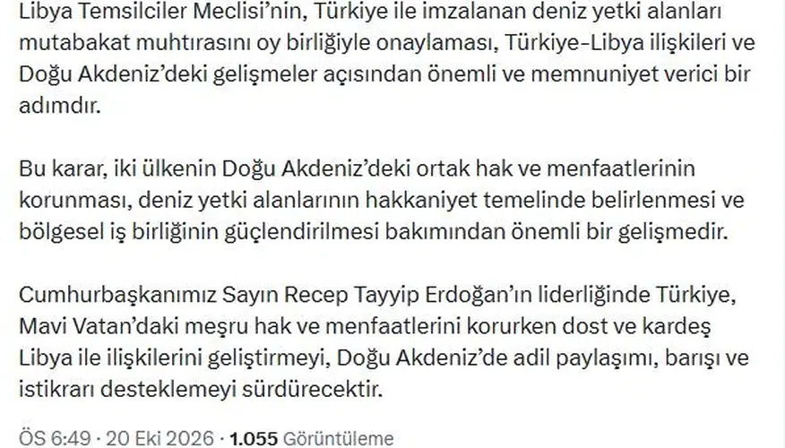 Libya'dan Doğu Akdeniz hamlesi: Türkiye ile mutabakat resmen onaylandı