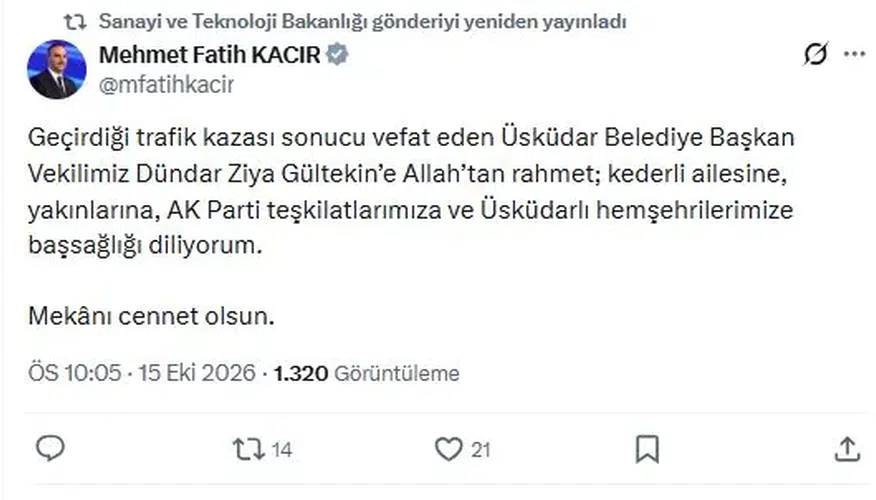 Üsküdar'ı yasa boğan kaza: Bakan Kacır'dan taziye mesajı