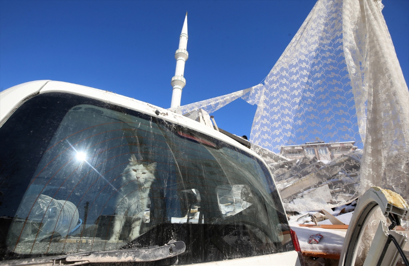 Malatya'da beş katlı binanın yalnızca yangın merdiveni ayakta kaldı 1