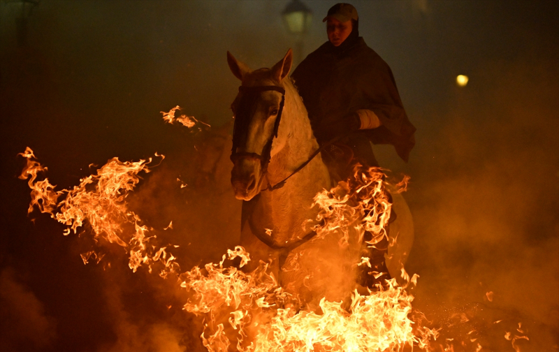 İspanya'da "kötülükleri kovmak için" atlar ateş üzerinden atlatıldı 13