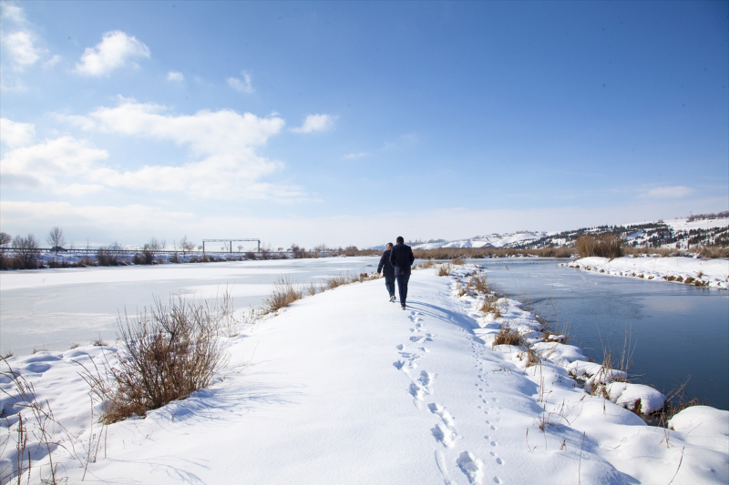Yüzeyi buzla kaplanan Ahlat'taki "Kuş Cenneti" dronla görüntülendi 2
