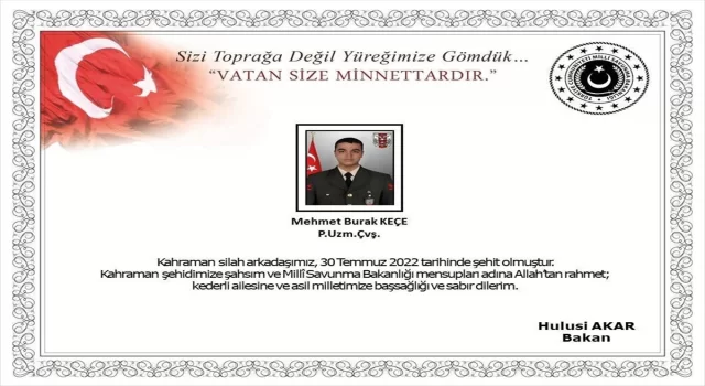 PençeKilit Operasyonu bölgesinde bir asker şehit oldu