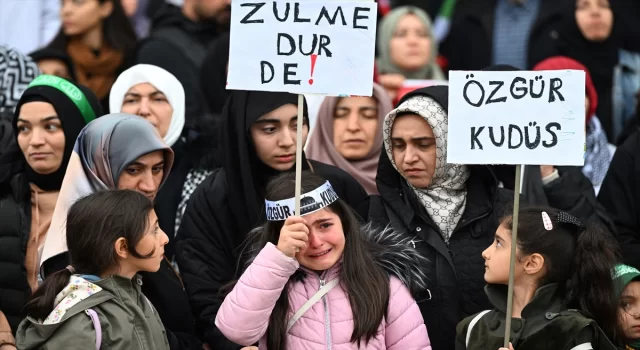 Ankara’da ”El Ele Gazze Şeridi” eylemi düzenlendi