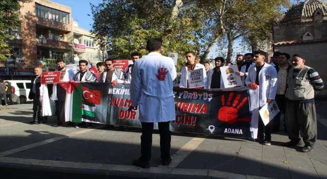 Adana ve Mersin’de sağlık çalışanları, İsrail’in saldırılarını protesto etti