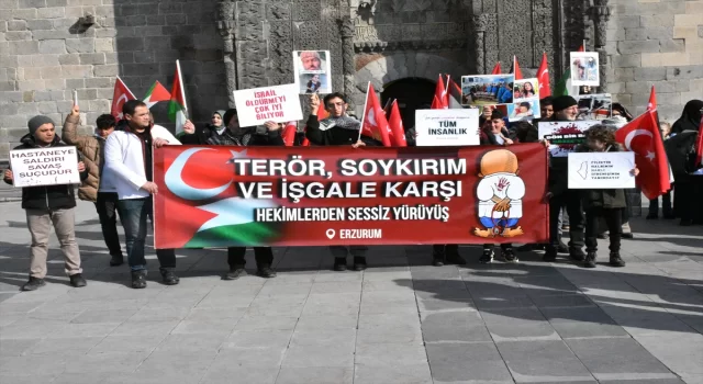 Erzurum’da sağlıkçılar Filistin için ”sessiz yürüyüş” gerçekleştirdi