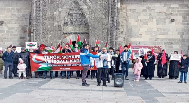 Erzurum’da sağlık çalışanları Filistin için ”sessiz yürüyüş” yaptı