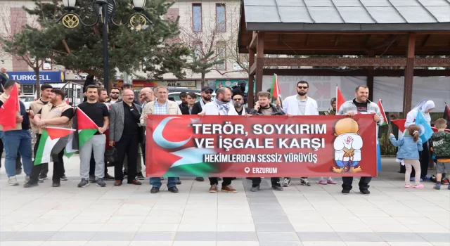 Erzurum’da doktor ve sağlık çalışanları, Gazze için ”sessiz yürüyüş” yaptı