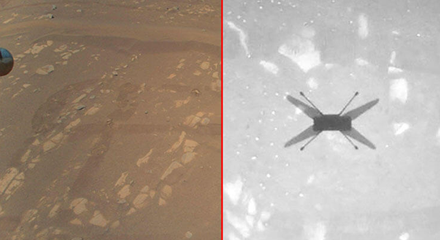 NASA'nın Mars'a indirdiği mini helikopterden ilk fotoğraflar geldi
