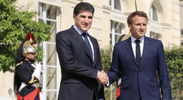 Fransa Cumhurbaşkanı Macron, Barzani ile görüştü