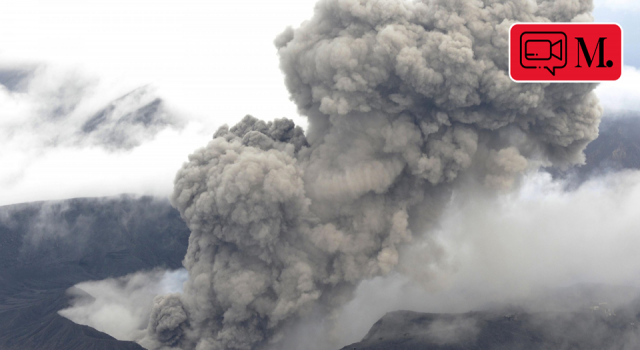 Aso Yanardağı'nda patlama! Volkanik alarm verildi