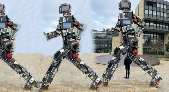 Elektronik atıklardan dev robot heykeli yaptı