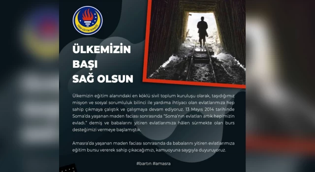 Türk Eğitim Derneği, hayatını kaybeden maden işçilerinin çocuklarına eğitim bursu verecek