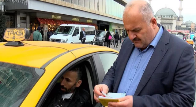 Taksim'de Taksiciler Odası Başkanı denetim yaptı